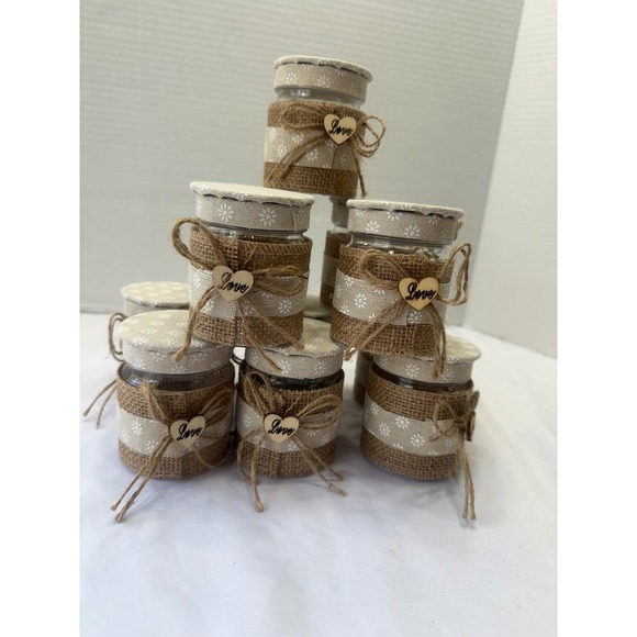 10 Mini plastic Jars Wedding Favors Party Bridal Shower Sweetheart Gifts - Picture 3 of 12